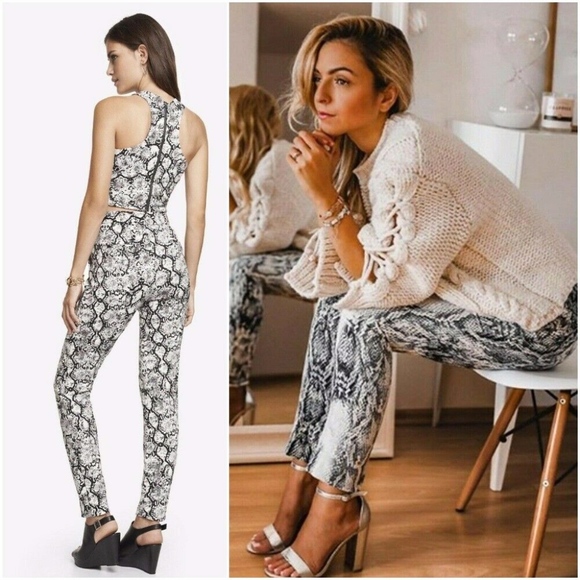 Express Snake Printed Double Knit Ankle Pants - Picture 1 of 8